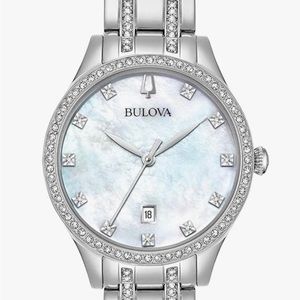 Bulova Ladies Classic Crystal Stainless Steel 3 Hand Quartz Watch